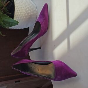 Guess purple suede stilettos.  Y2K GOLD